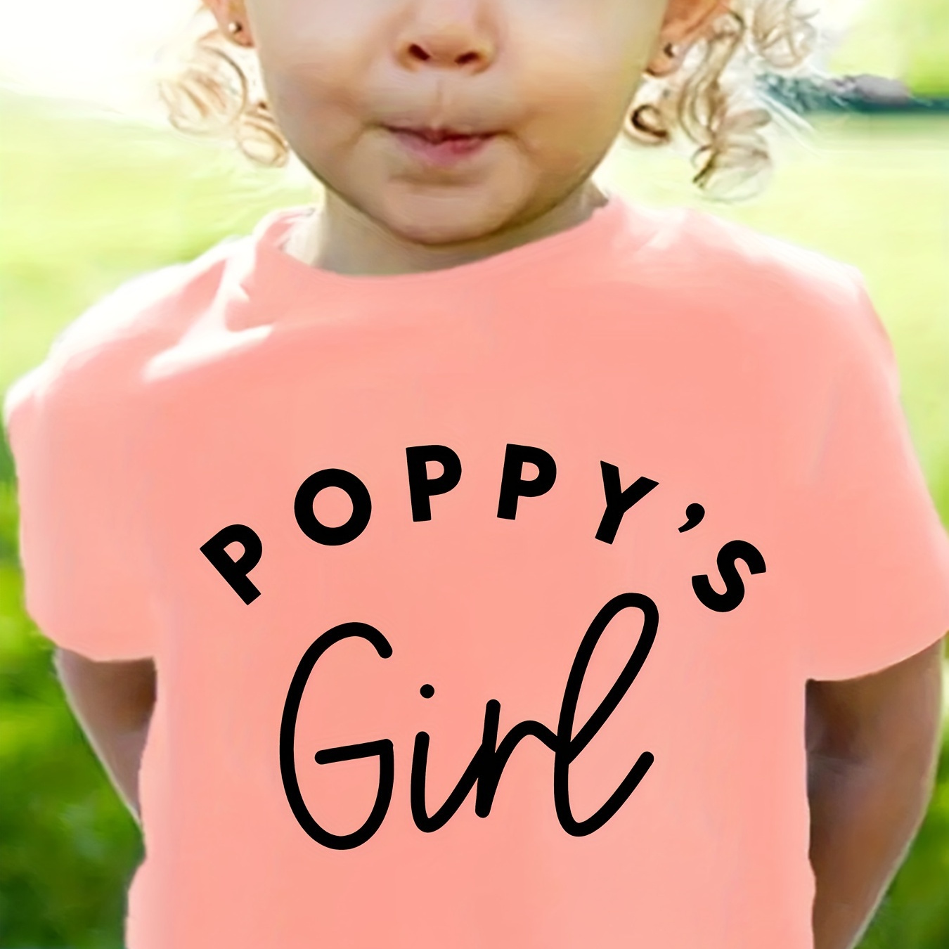 

Girl" Letter Print Creative T-shirts, Soft & Elastic Comfy Cotton Crew Neck Short Sleeve Tee, Girls' Daily Wear Top