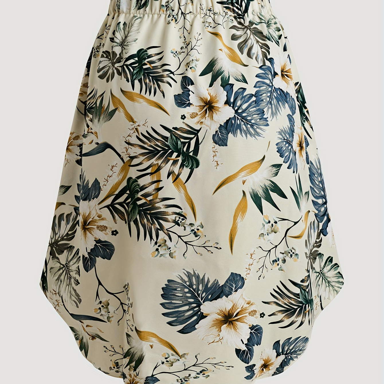 

Tropical Print Curved Hem Skirt, Vacation Style Tie Front Skirt For Spring & Summer, Women's Clothing