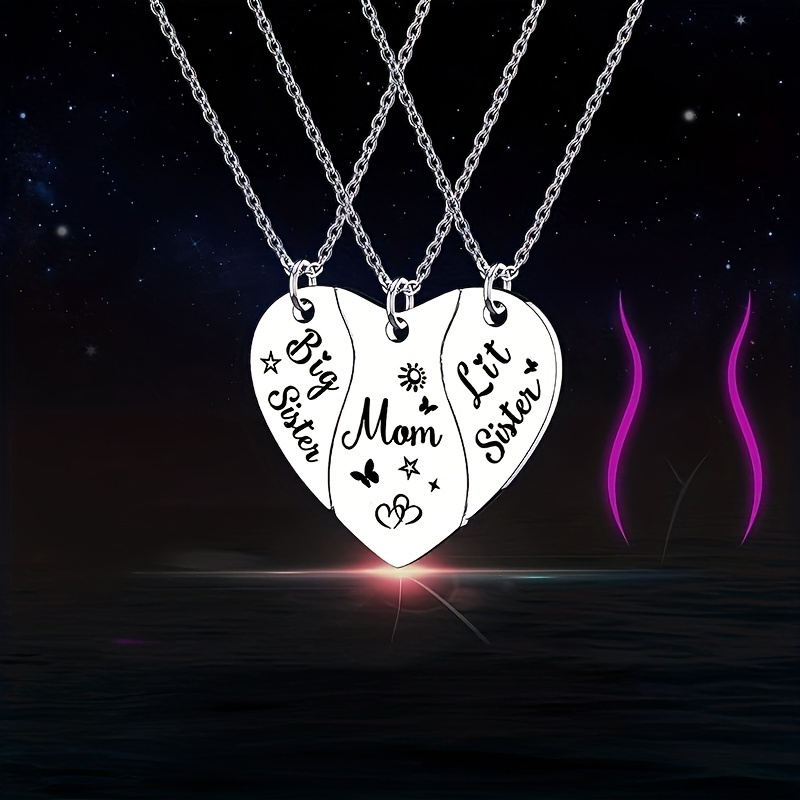 

Stainless Steel Love Mother & Daughter Necklace 3pcs/set For Sister Mom Mother's Day Gift Necklace