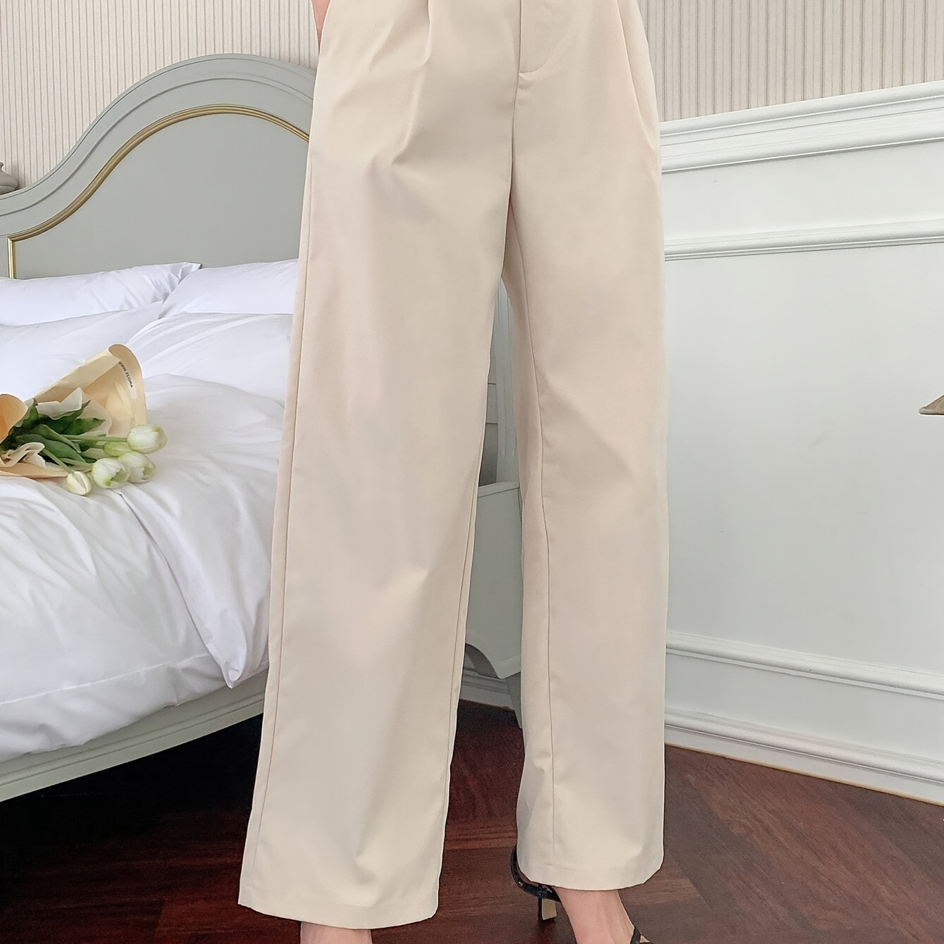 

Pantalon droit unicolore, pantalon taille élégant et le , vêtements femmes