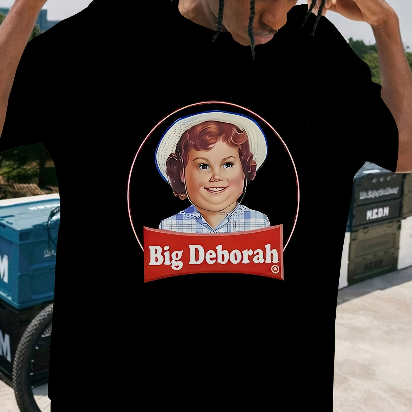 

Vintage Style Big Graphic Tee - Crew Neck, Short Sleeve, Knit Polyester With Slight Stretch, Regular Fit T-shirt With Pattern