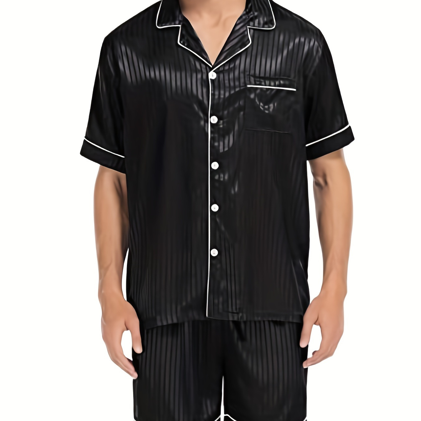 Men's Ice Silk Thin Comfortable Pajamas Sets Short Sleeve - Temu