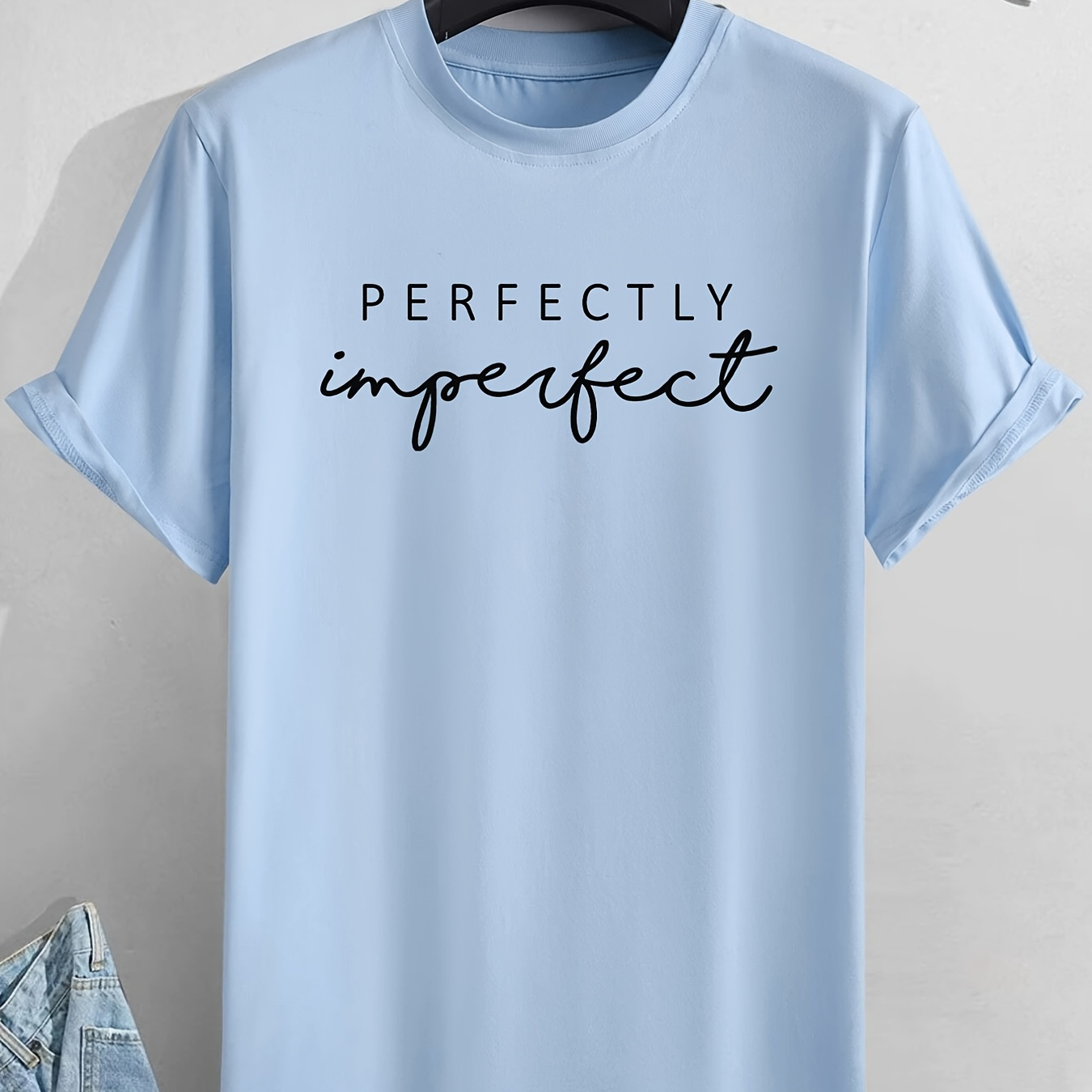 Mens Casual Perfectly Imperfect Slightly Stretch Crew Neck Short Sleeve T Shirt, Plus Size Male Clothes For Summer Best Sellers Gifts