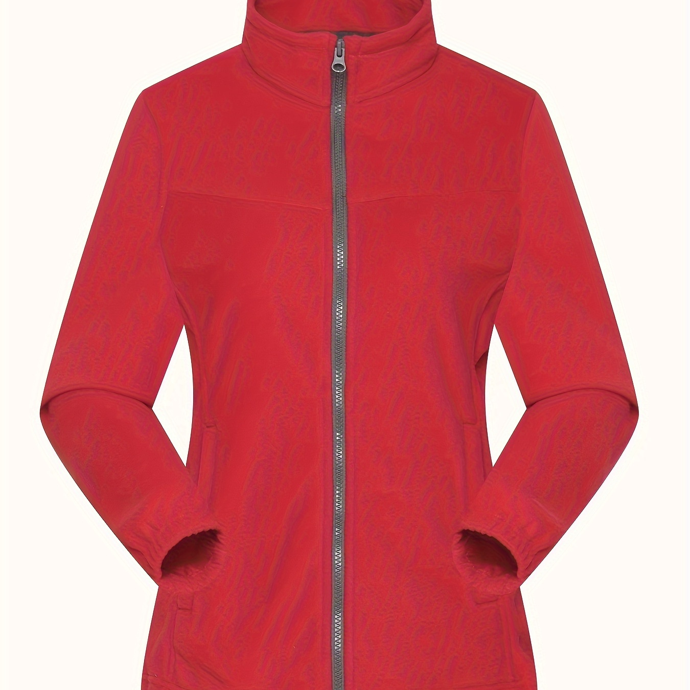 

Women's Fleece-lined Zip-up Jacket - Solid Color, Long Sleeve, Casual Fall/winter Coat In Red, Blue, And