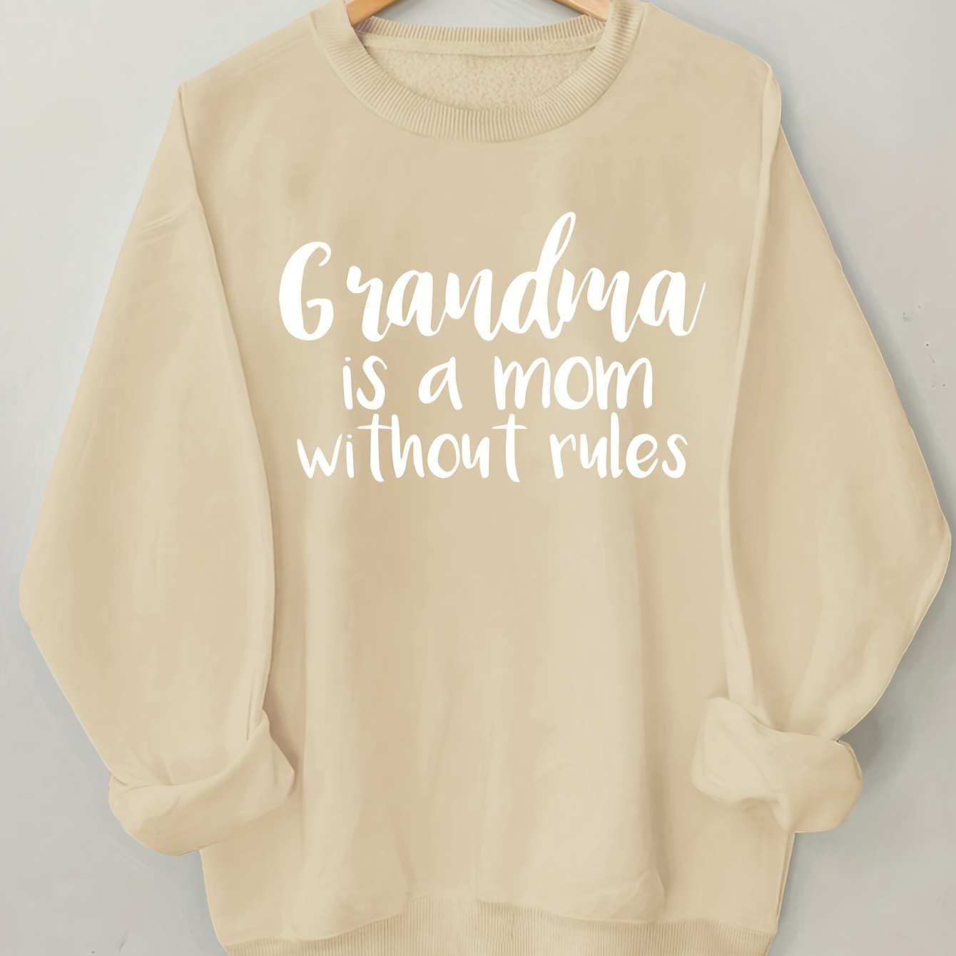 

Grandma Print Sweatshirt, Crew Neck Casual Sweatshirt For Fall & Spring, Women's Clothing