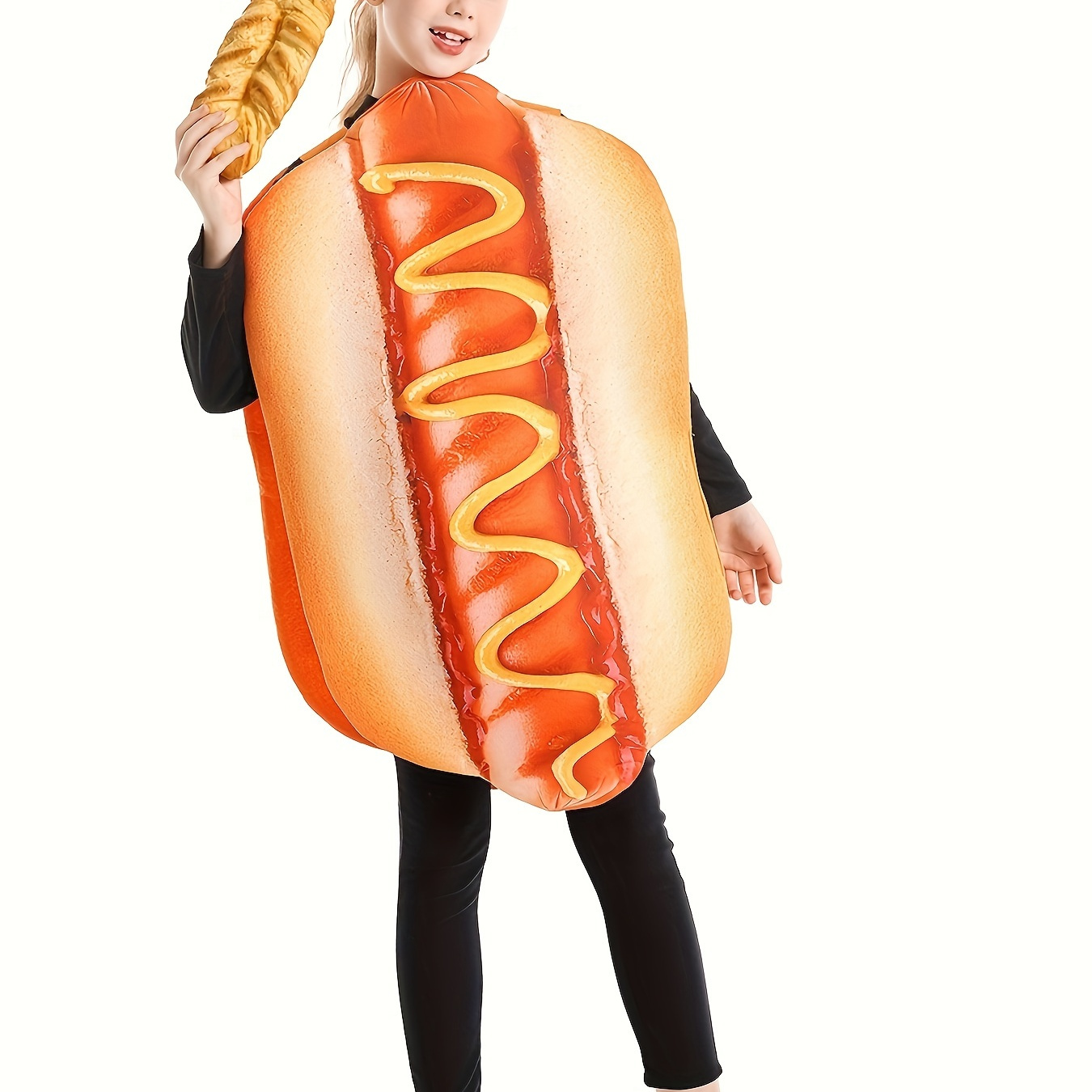 

Cartoon Hot Dog Dress Up, Girls Stylish Clothing For Halloween Carnival Performance Gift 4-9y