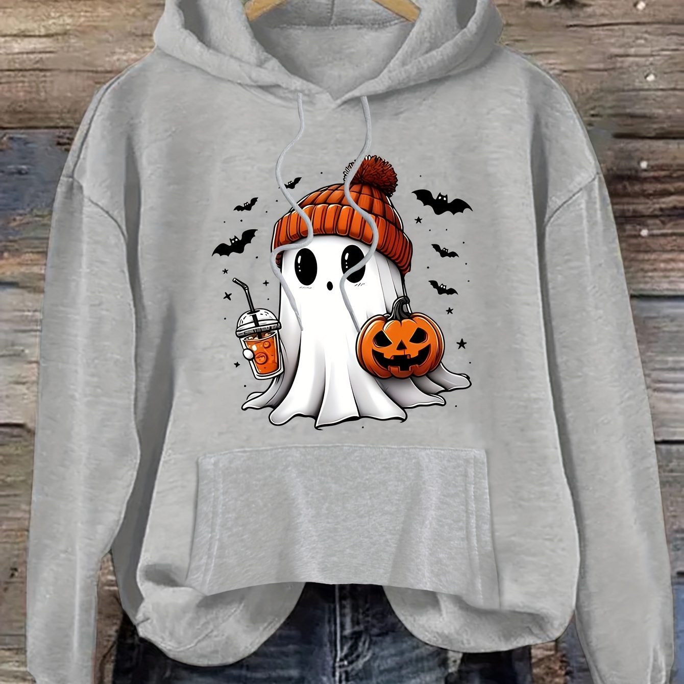 

Print Hoodie, Drawstring Casual Hooded Sweatshirt For Fall & Spring, Women's Clothing