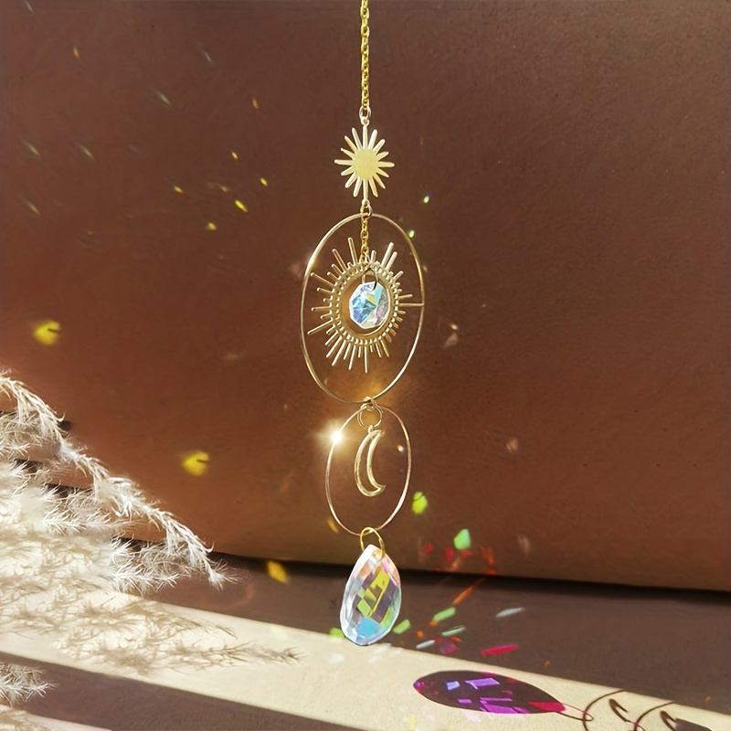 

1pc Moon And Sun Crystal Wind Chime - Perfect For Weddings, Home Decor, And Outdoor Suncatchers