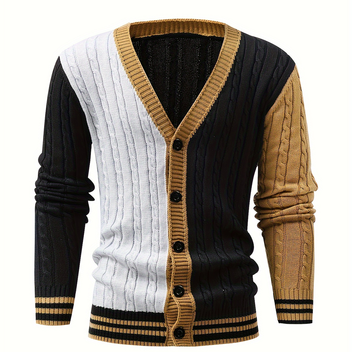 

Men's Casual Crew Neck Cardigan - Polyester Knit Fabric, 100% Polyester, , High Stretch, Button Front, , Ribbed Cuffs, Fall/winter Collection