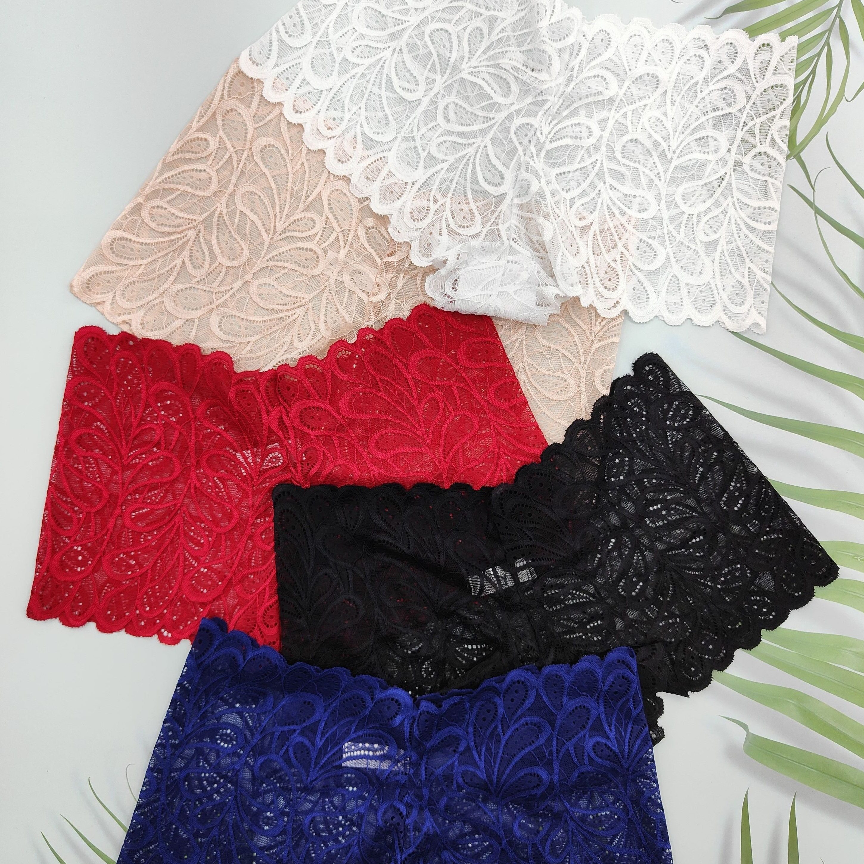 

5pcs Floral Lace Boyshort Panties, Soft & Comfortable Scallop Trim Panties, Women's Lingerie & Underwear