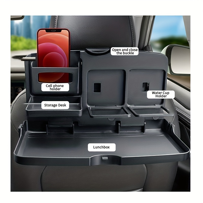 1pc Multifunktionaler Tragbarer Faltbarer  Auto-Rücksitz-Tablett-Schreibtisch, Schwarzer Tragbarer  Auto-Fahrzeug-Rücksitz-Tablett-Tisch Für