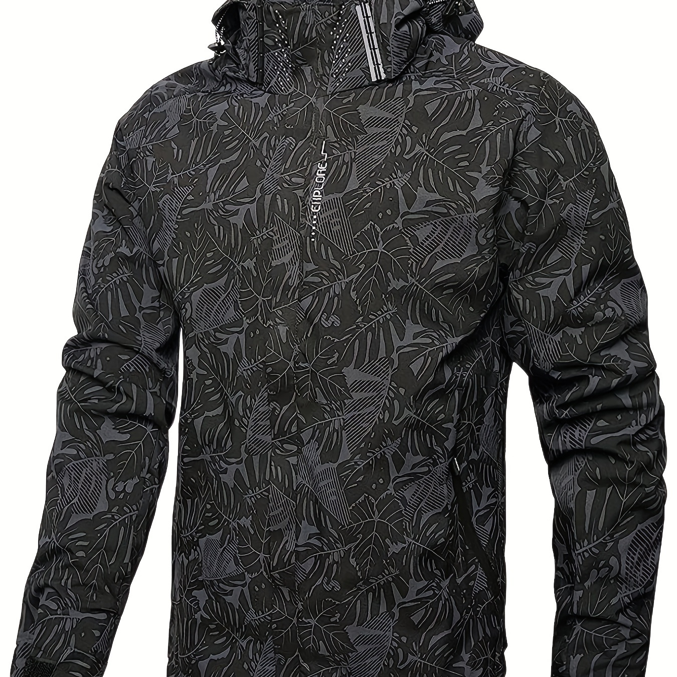 

Men's Casual Lightweight Waterproof Windbreaker Jacket, Full Zip Up Hooded Shell Outdoor Hiking Coat For Autumn And Winter