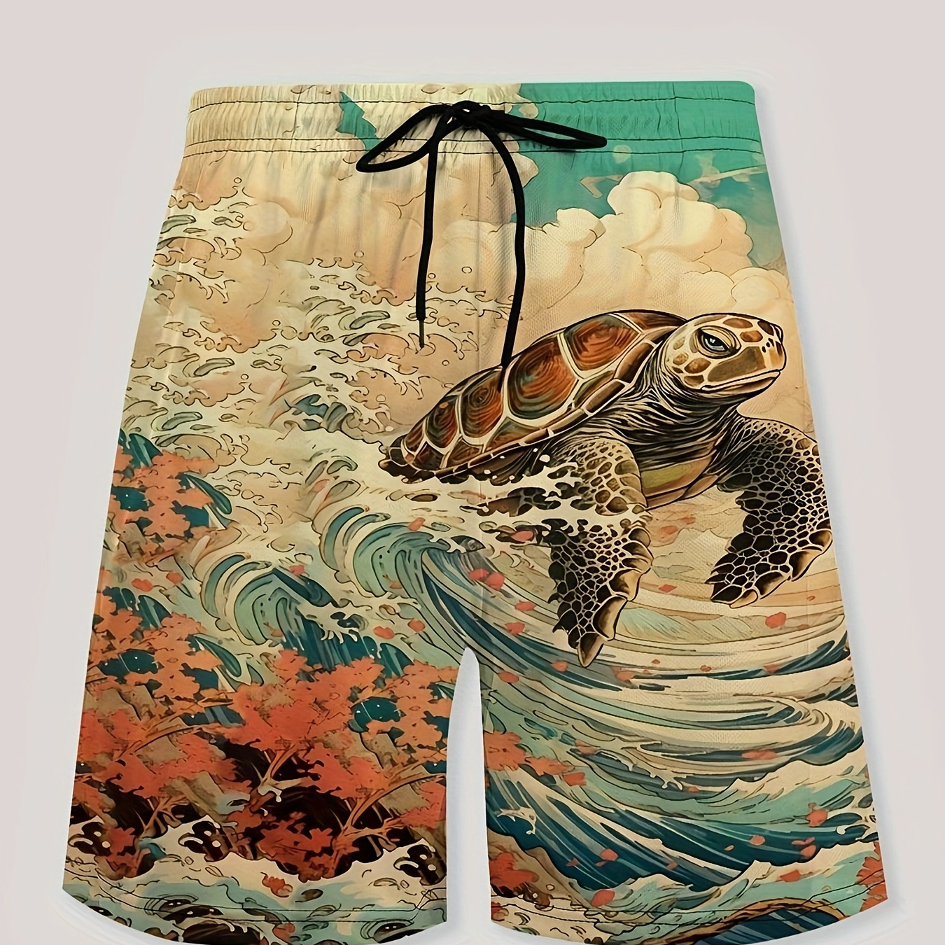 

Sea Turtle Pattern 3d Printed Men's Loose Beach Shorts Activewear, Drawstring Quick Dry Shorts, Lightweight Shorts For Summer Beach Holiday Surfing