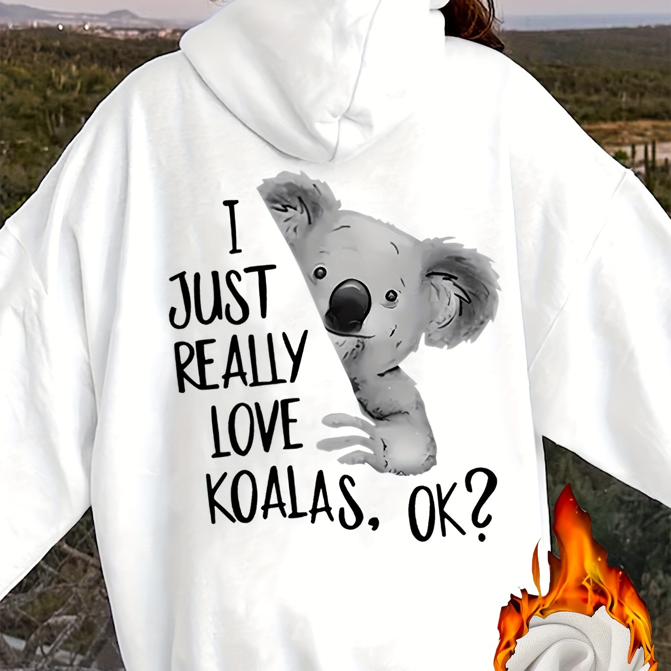 

Sweat à capuche kangourou imprimé koala, sweat-shirt à manches longues décontracté, vêtements pour femmes