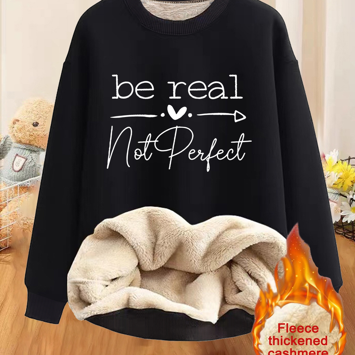 

's Fleece-lined Knit Sweatshirt - Long Pullover For Fall/, 100% Pattern