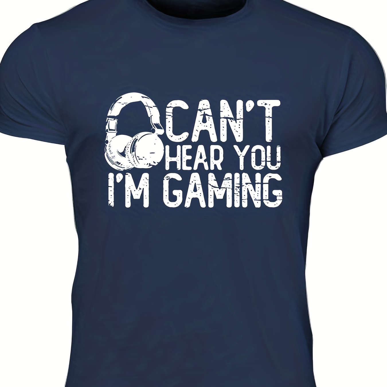 

can't Hear You I'm Gaming" Pattern Print Men's Comfy T-shirt, Graphic Tee Men's Summer Outdoor Clothes, Men's Clothing, Tops For Men, Gift For Men