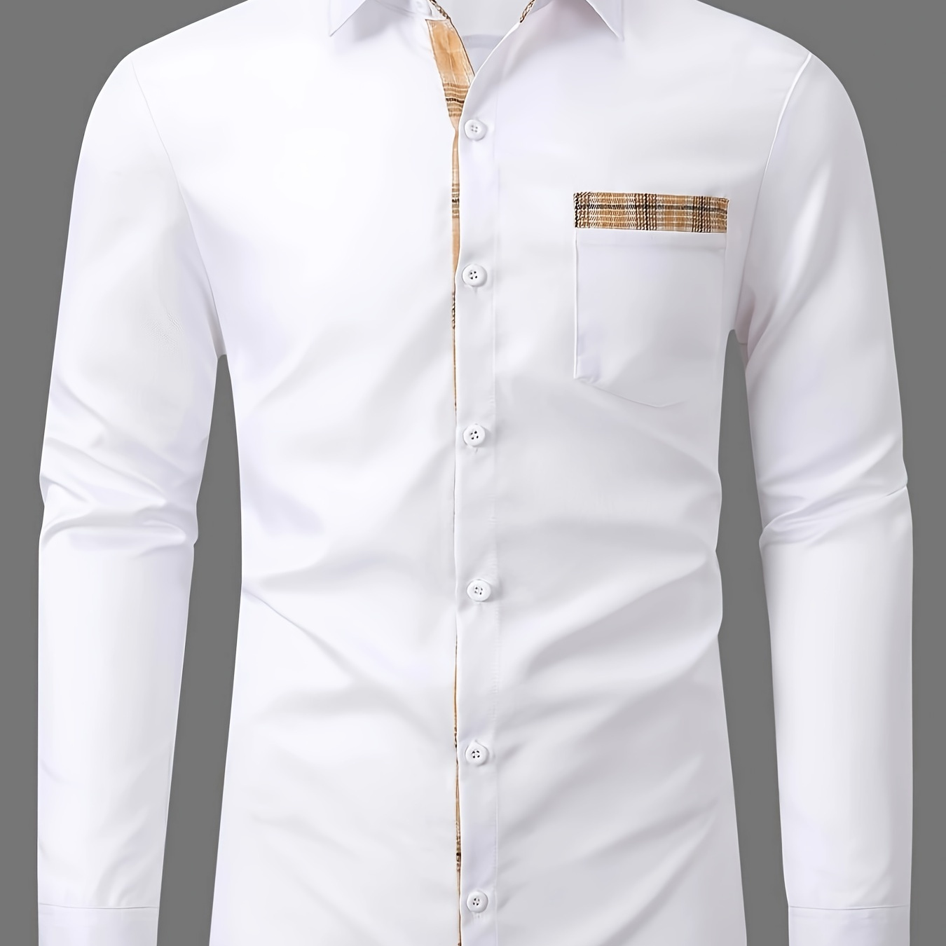 

Chemises habillées à col patchwork pour hommes, chemise boutonnée décontractée à manches longues pour les occasions