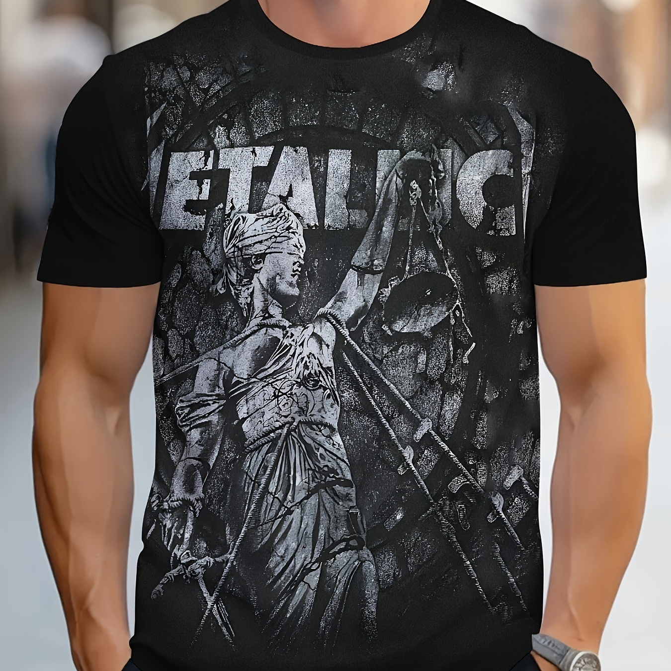 

Men's Skeleton Graphic Print T-shirt, Short Sleeve Crew Neck Tee, Men's Clothing For Summer Outdoor