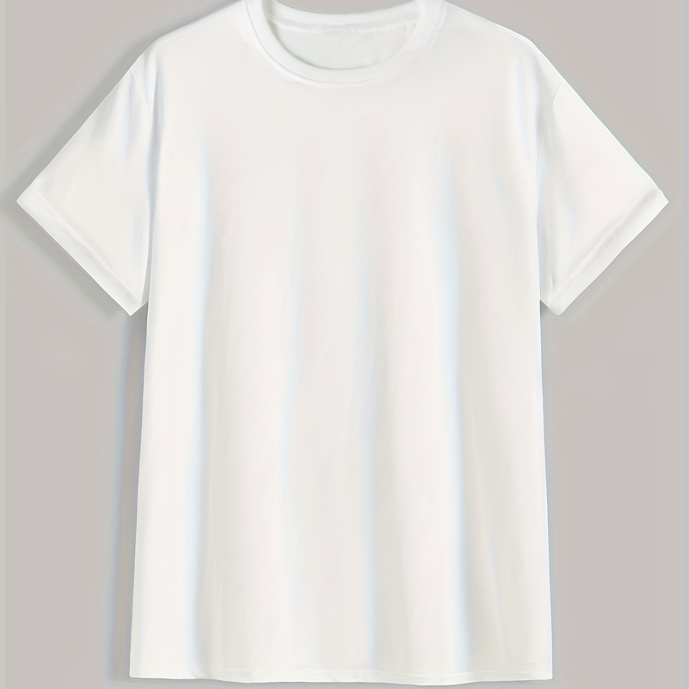 

Plus Size Solid Crew Neck T-shirt, Casual Short Sleeve Top For Spring & Summer, Women's Plus Size Clothing