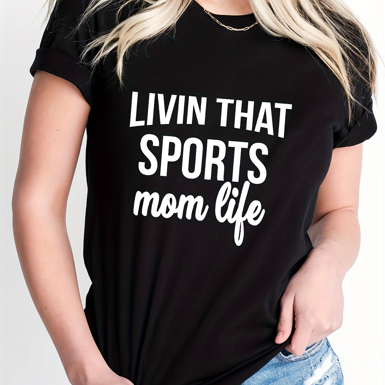 

Women's Casual Letter Print T-shirt - Crew Neck, Short Sleeve, Spring/summer Fashion Top