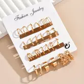 12 pairs golden hoop earrings elegant minimalist style alloy 18k gold plated jewelry daily wear accessories