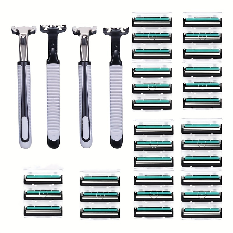 4 Holder 30 Blades 2 Layer Blade Stainless Steel Sharp Manual Razors Classic Razor Shaving 