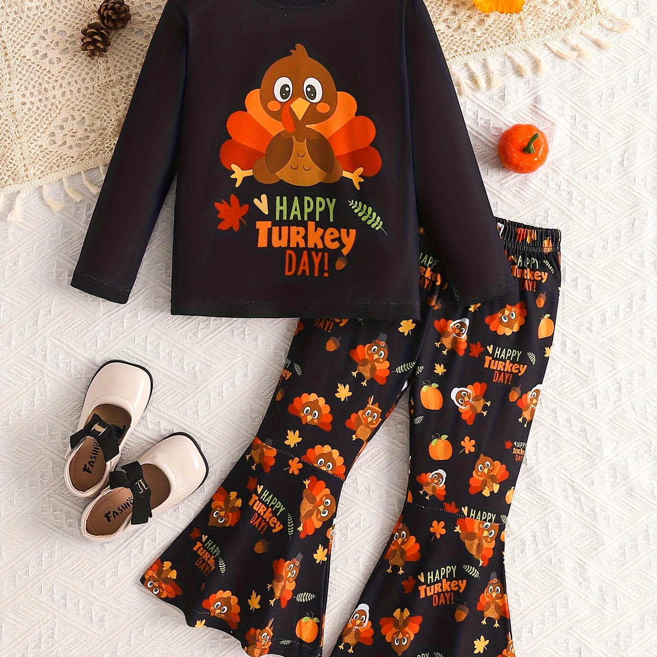 

2- Set, Turkey Long Sleeve Top + Leg Trousers - / Fall Clothes, Day Outfit,