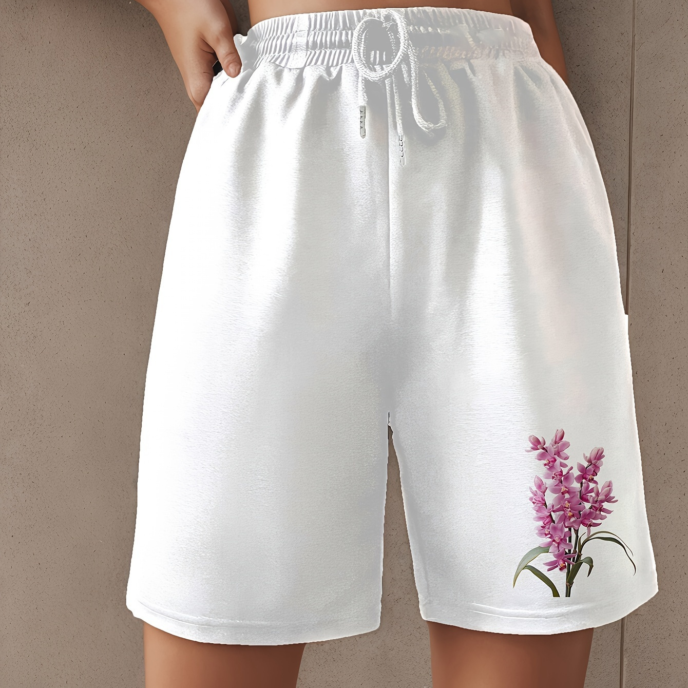 

Floral Print Slant Pocket Shorts, Casual Drawstring Waist Loose Shorts For Spring & Summer, Women's Clothing