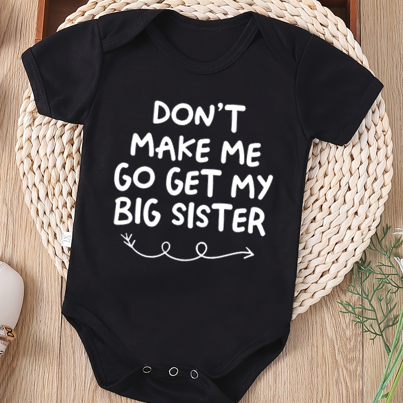 

Don't Make Get My Big Sister Letter Pattern Newborn Climbing Suit, Summer Short Sleeve Baby Triangle Romper, Infant Toddler Triangle Puffer Coat