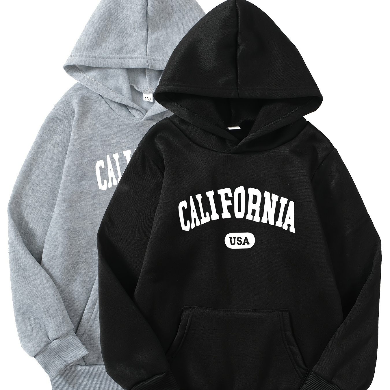 

2pcs California Letter Print Boys Casual Pullover Long Sleeve Hoodies, Boys Sweatshirt For Spring Fall, Kids Hoodie Tops Outdoor