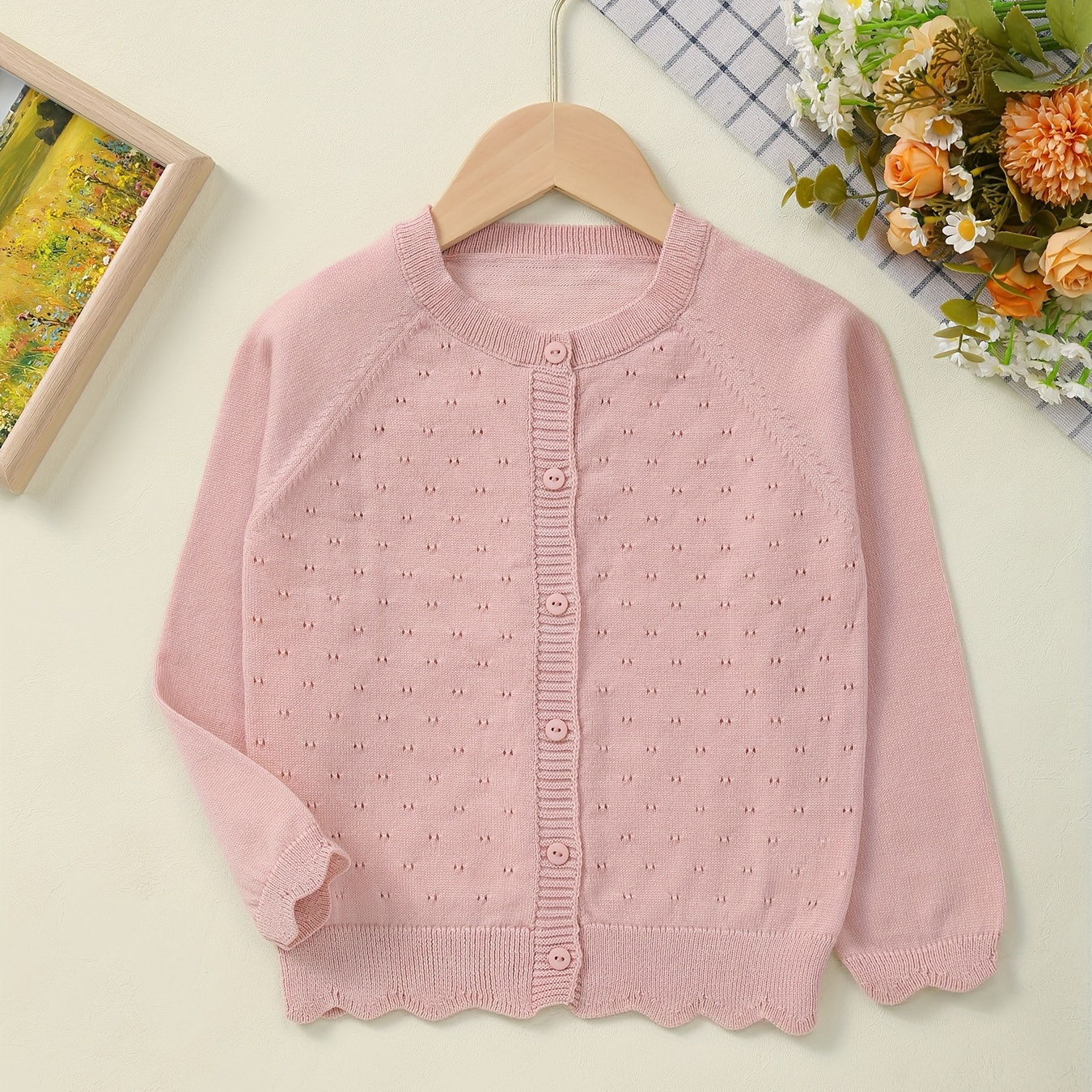 

Girl's Elegant Button Down Knit Cardigan Button Down Knit Jacket For Spring And Autumn