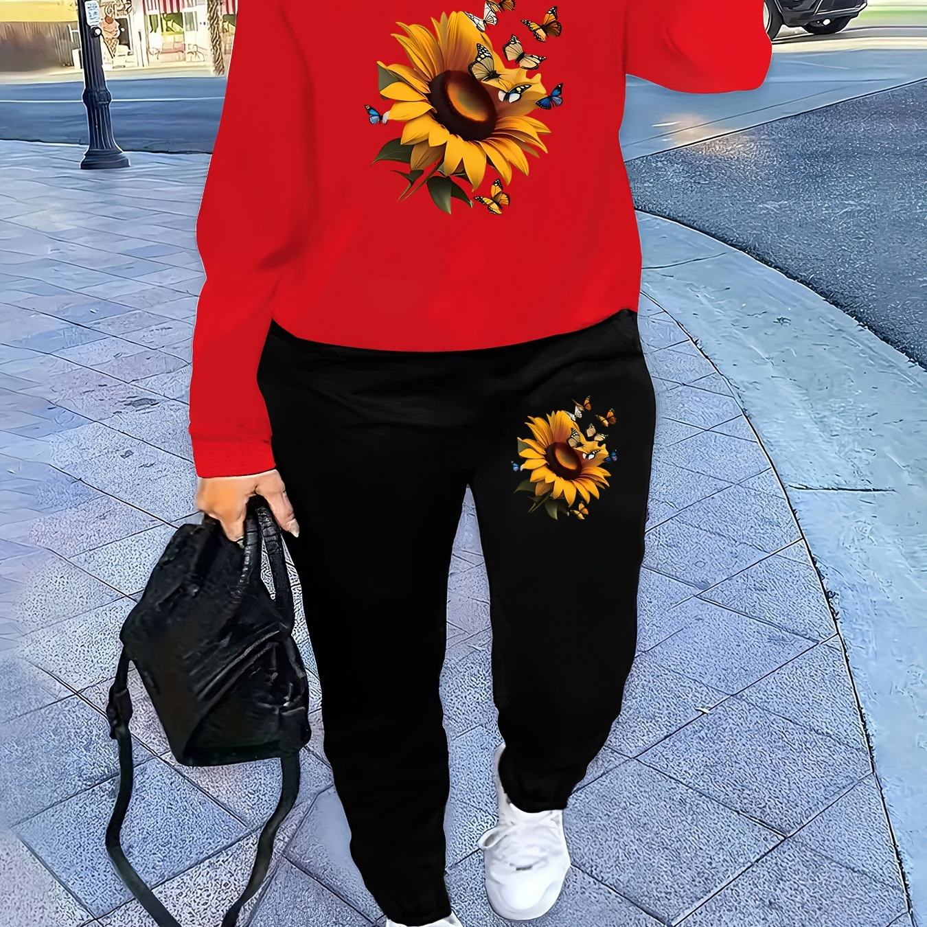 

' Sweatshirt & Set - , Pullover Long Sleeves And Waist Pants, Washable - For Fall/