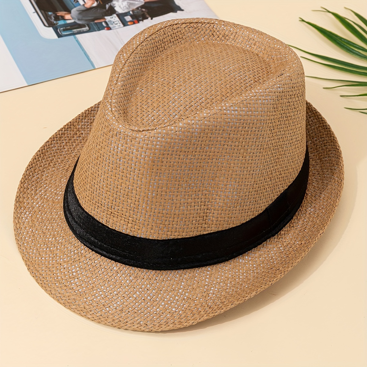 Summer Hat Men Straw Woven Sunshade Breathable Hat Sunscreen Sun Hat Jazz Hat Men's Hat Casual Hat Cool Hat