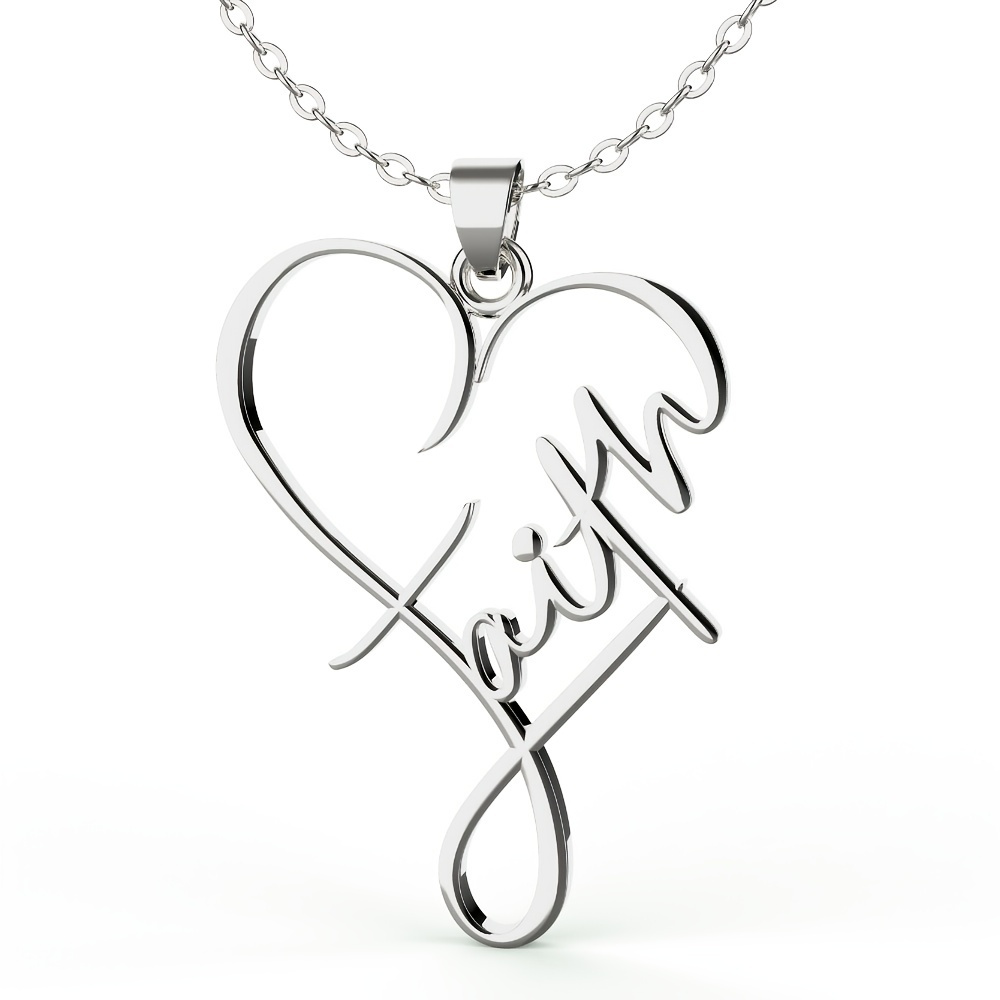 

Stainless Steel Faith Heart-shaped Pendant Necklace For Women Men Christian Faith Word Church Prayer Religious Jewelry Gift