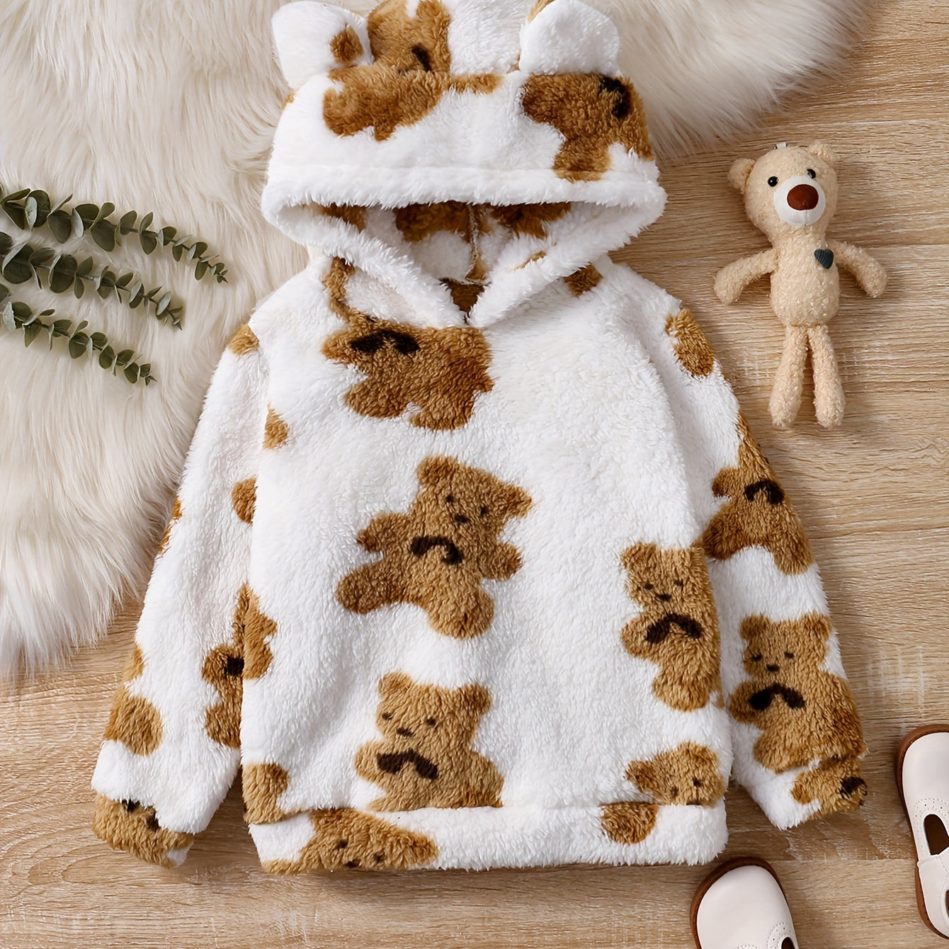 Fleece Hoodies Teddy Bear Cropped Hoodie Teddy Bear Sweater Women