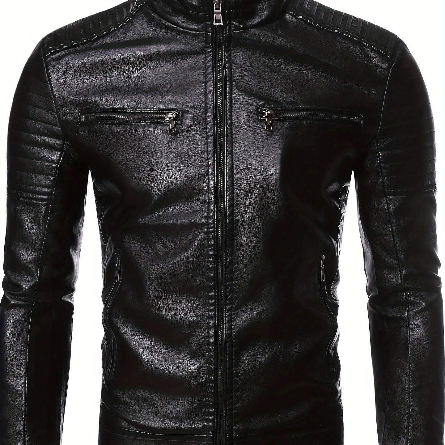 

Pu , Stand Zip Up Long For