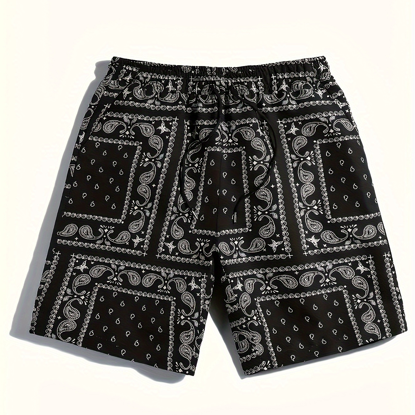 

Men's Paisley Pattern Graphic Print Shorts With Drawstring And Pockets, Chic And Stylish Shorts For Summer Fitness And Running Wear
