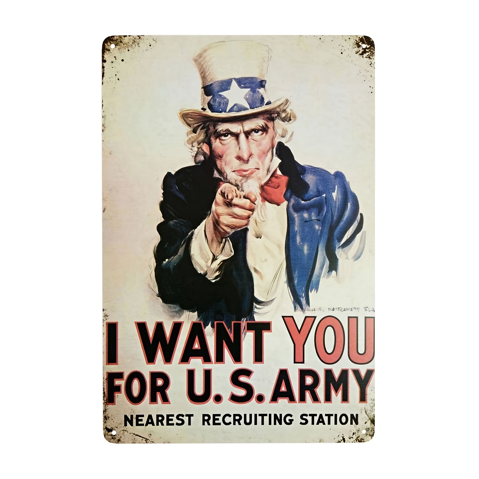 1pc Want You For U S Army Nearest Rectruiting Station Uncle Sam Metal