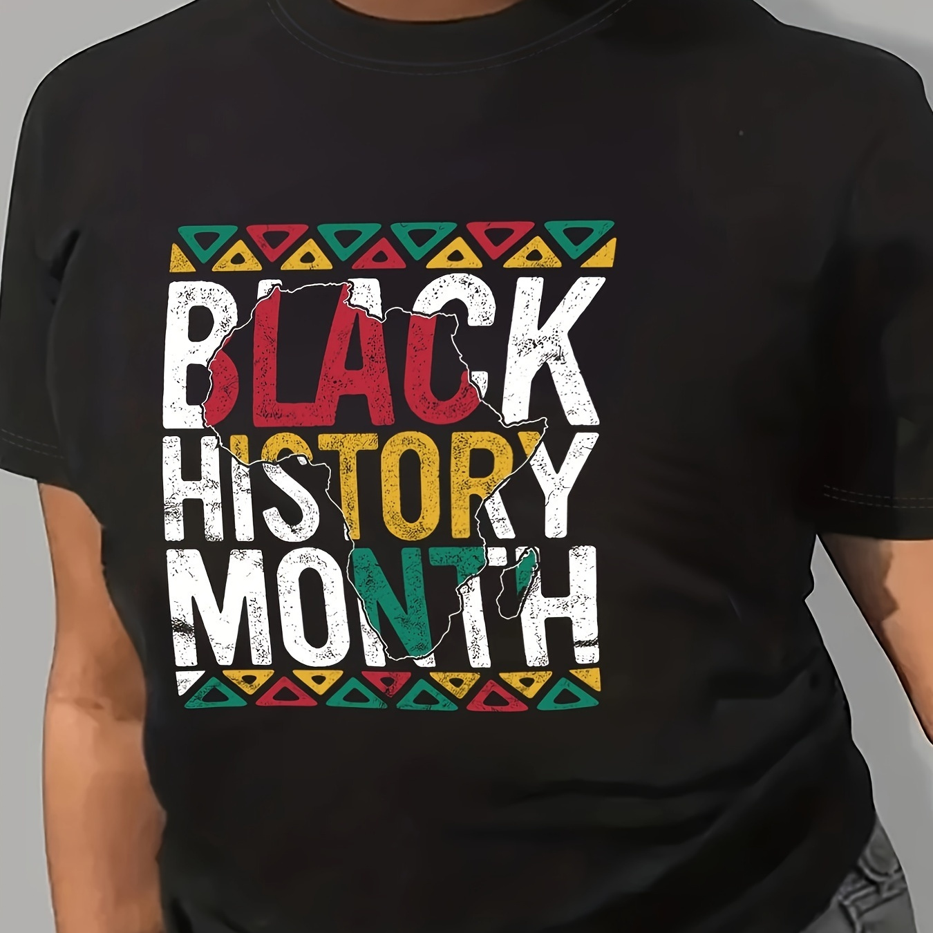 

Black History Month Letter Print T-shirt, Casual Short Sleeve Crew Neck Top, Women's Clothing