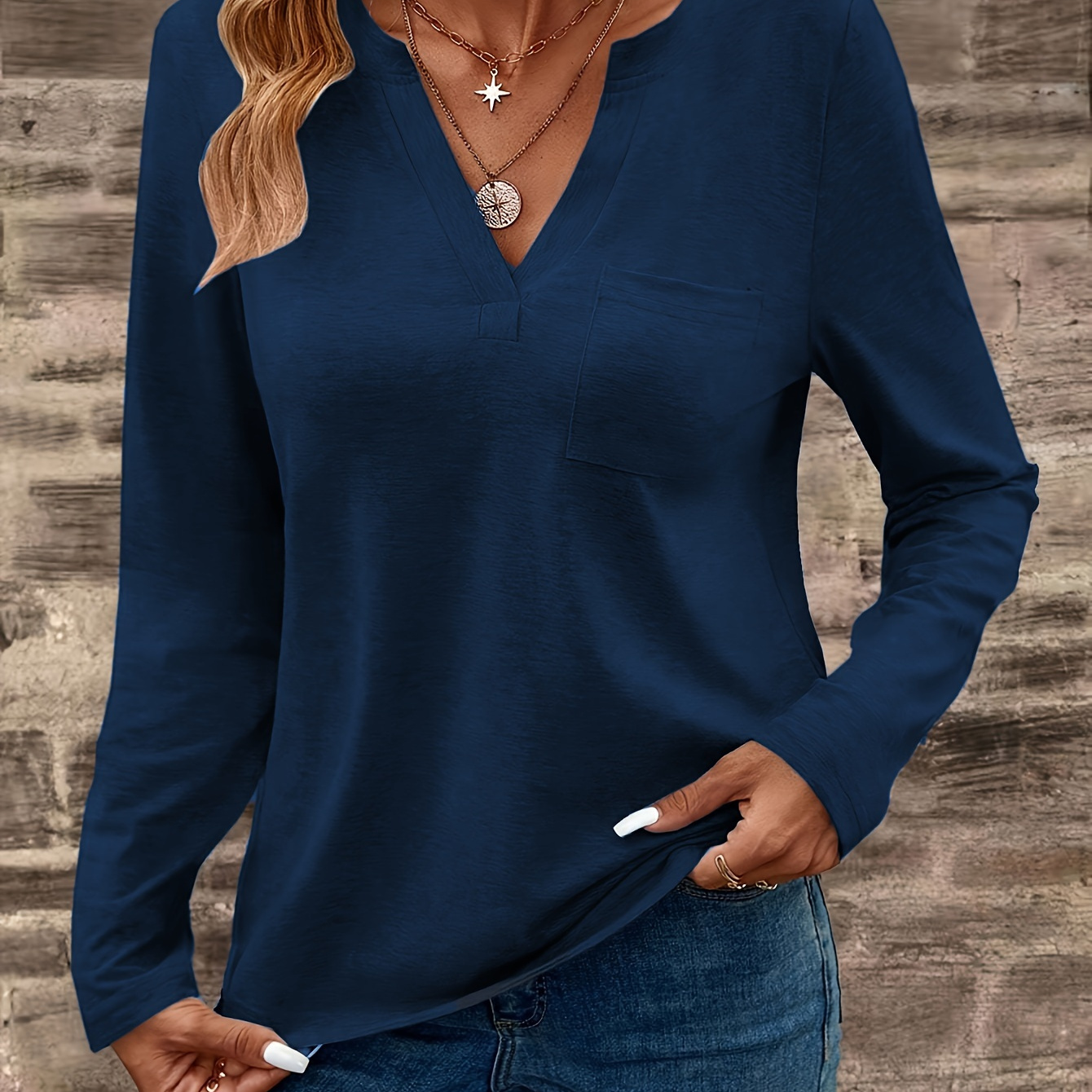 

1pc 's V- Long T- , Top
