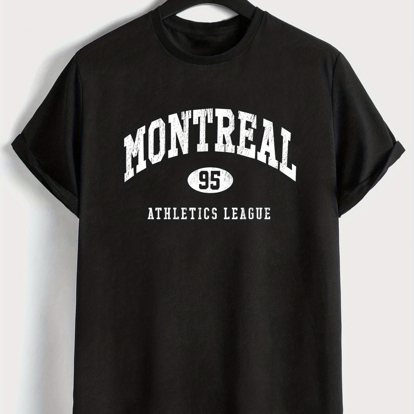 

montreal 95", Men's Casual Slightly Stretch Crew Neck Graphic Tee, Male Clothes For Summer