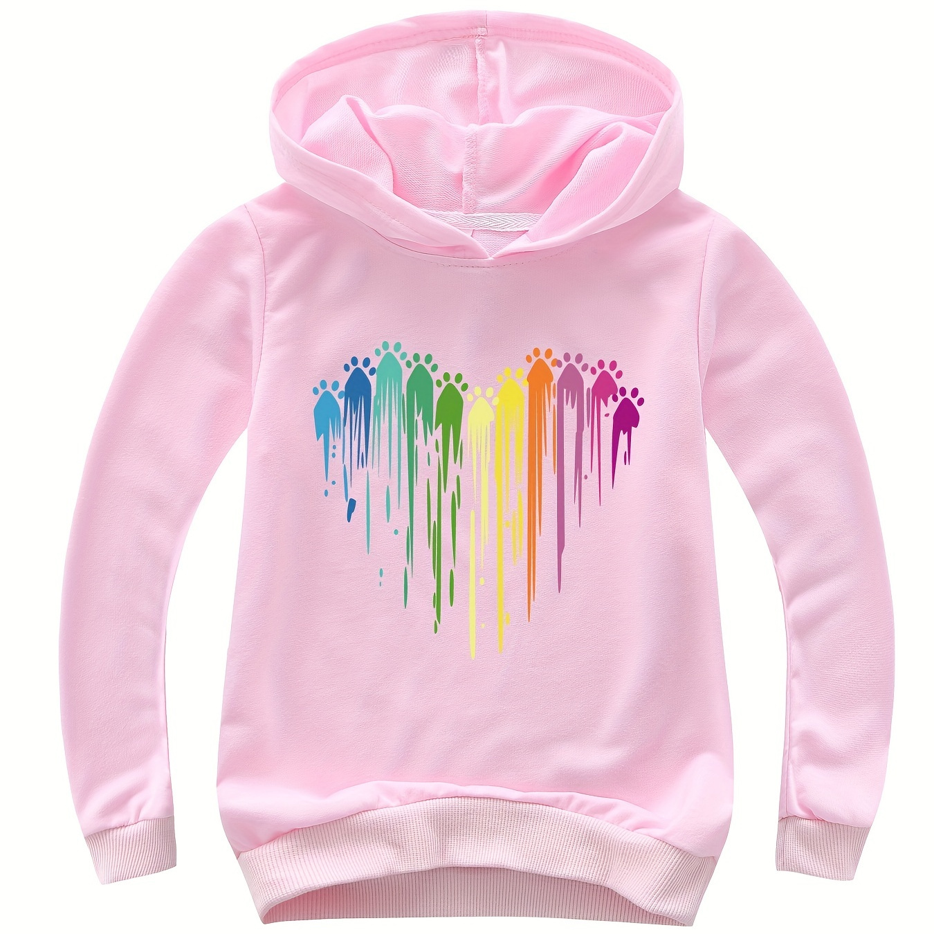 Cozy Kids Hoodie with Adorable Paws and Heart Print - Perfect for Boys and Girls!