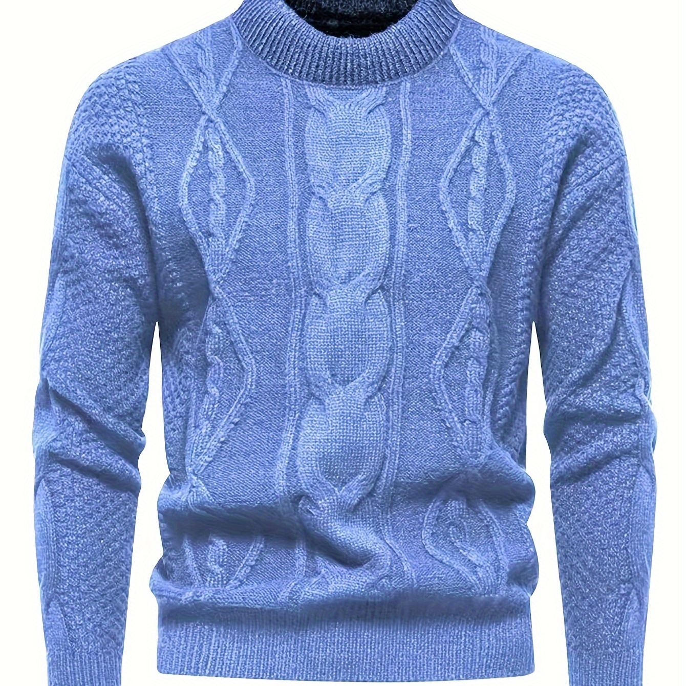 

2024 New Men's Stylish Twist Rope Knitted Sweater, Warm Essential Comfy Pullover Sweater