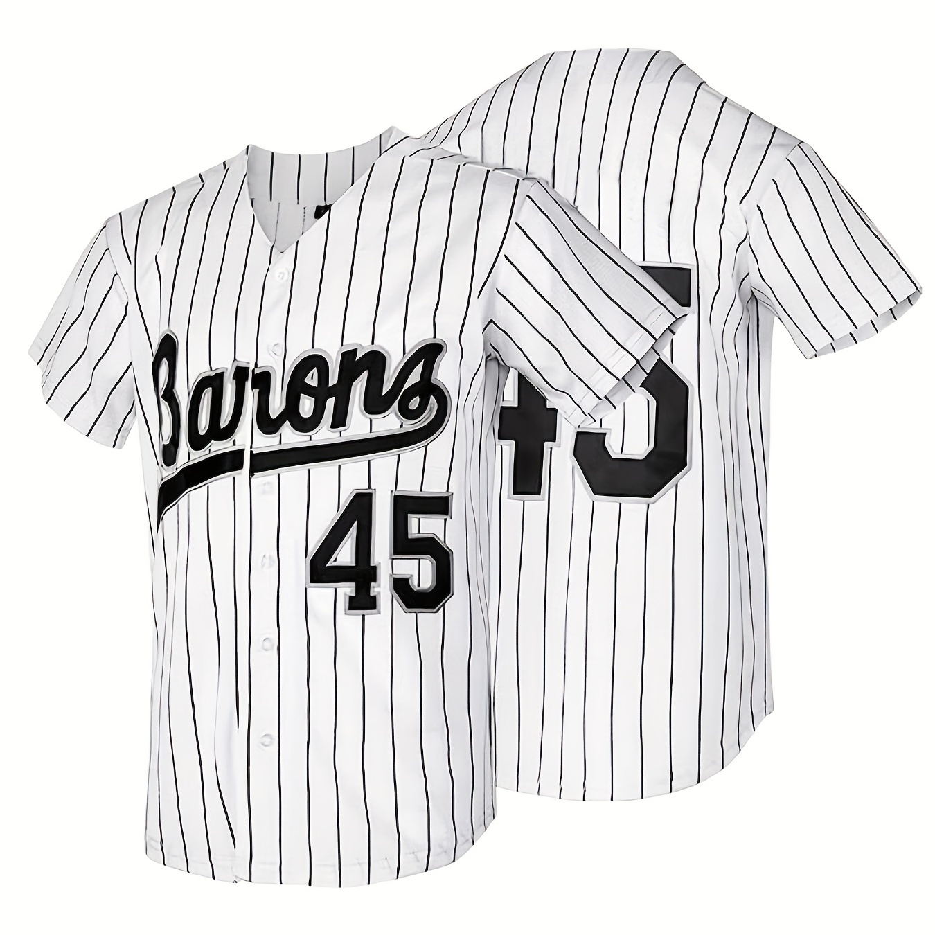 #45 Barons White Pinstripe Jersey