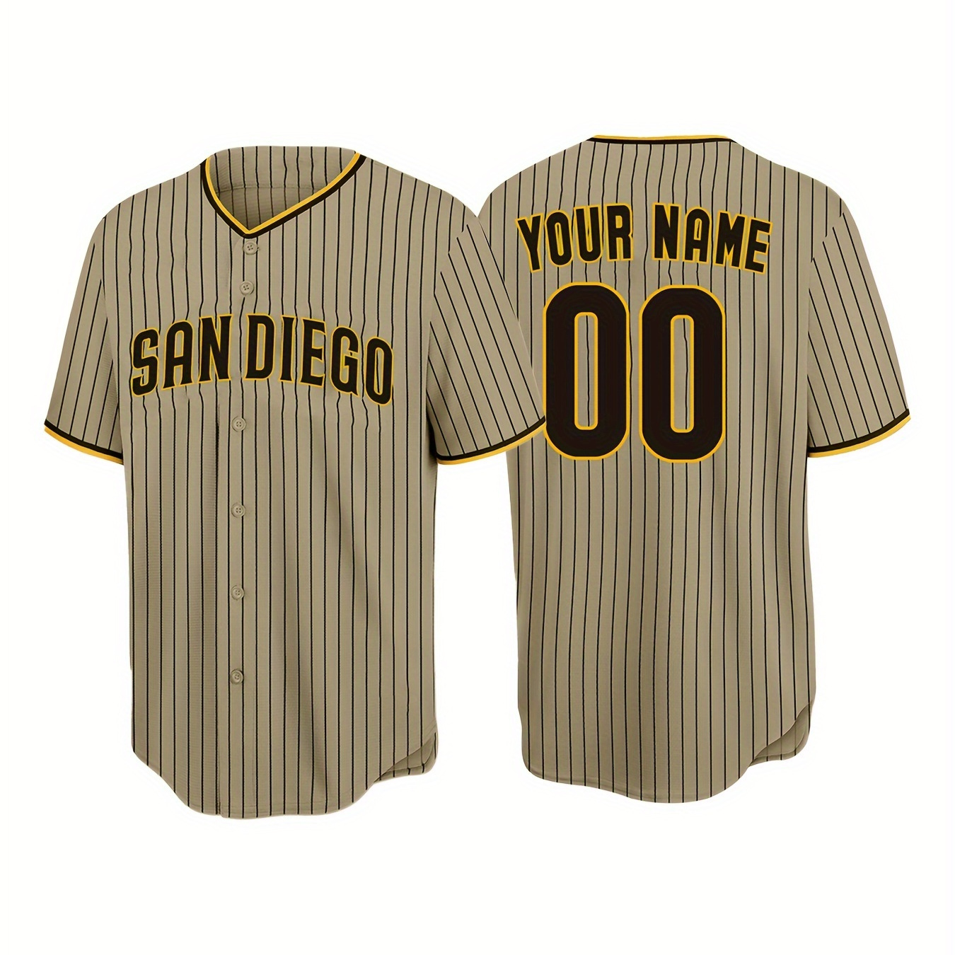 

Men's Customized Name & Number Embroidery "san " Baseball Jersey, Tailored To Your Preference, Comfy Top For Summer Sport