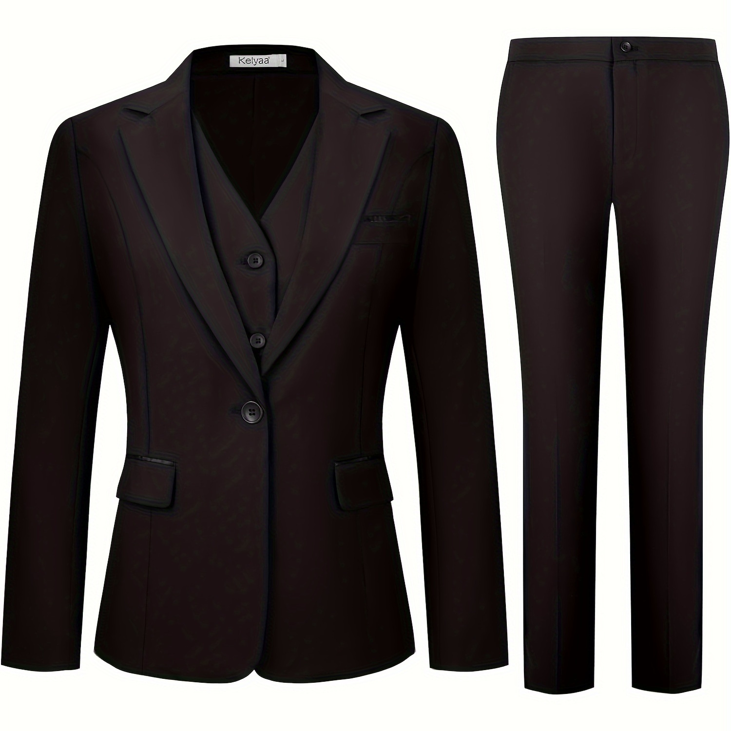 

Women's 3 Piece Suit Lady Business Casual Office Set, 1 Button Slim Fit Blazer Jacket And 4 Buttons Vest And Adjustable Waist Trousers Set