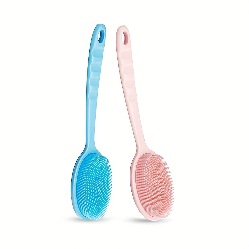 

Long Handle Silicone Body Brush For Exfoliating And Cleaning - Soft And Gentle Back Scrubber For Shower And Bathroom - Long Shower Scrubber With Silica Exfoliating - Gentle And Effective Body Washer