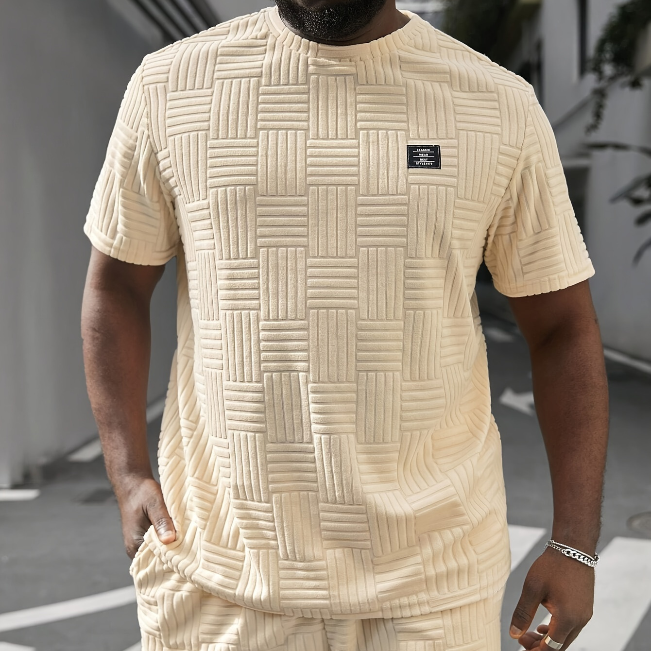 

Men's Short Sleeve T-shirt & Drawstring Shorts 2pcs Casual Sports Regular Tee Top Pants Suit Outfits For Spring Summer, As Gifts