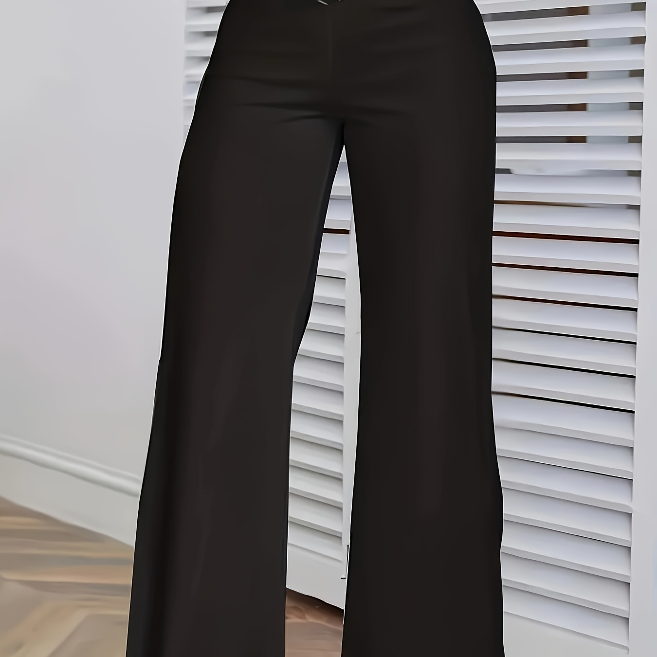 

Criss High Waist Pants, Casual Flare Leg Solid Color Pants, Women's Clothing