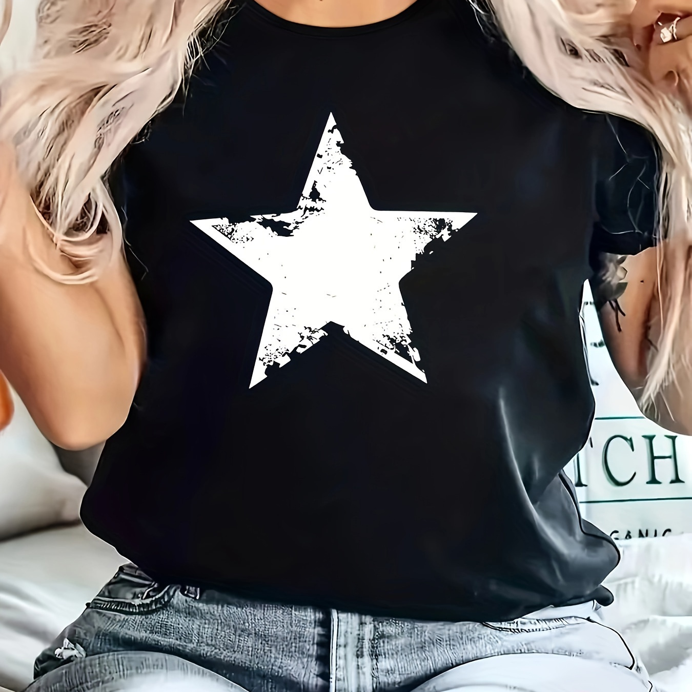 

Women's T-shirt, Soft Round Neck Short Sleeve Tee, Fit Casual Sporty Fashion Top